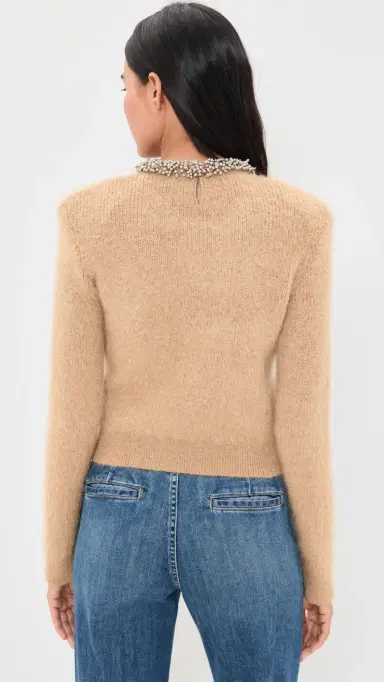 Self Portrait Beaded Knit Sweater Brown | Thumbnail 3 Self Portrait Beaded Knit Sweater Brown | Thumbnail 3