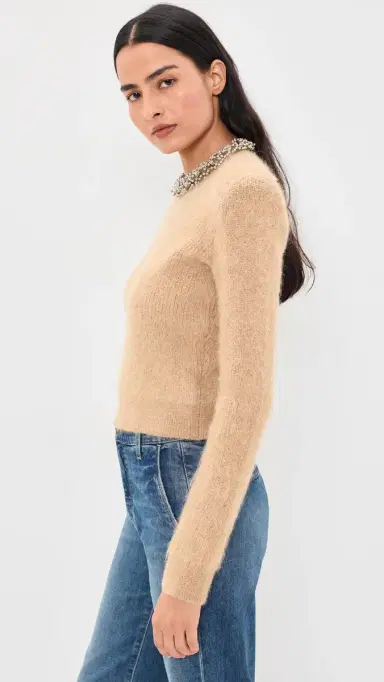 Self Portrait Beaded Knit Sweater Brown | Thumbnail 4 Self Portrait Beaded Knit Sweater Brown | Thumbnail 4