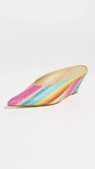 Larroudé Rainbow Raffia Mules Rainbow Raffia | Thumbnail 2 Larroudé Rainbow Raffia Mules Rainbow Raffia | Thumbnail 2
