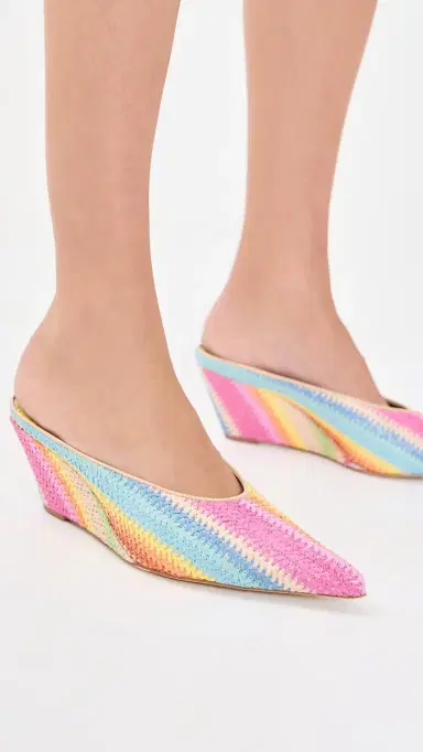 Larroudé Rainbow Raffia Mules Rainbow Raffia | Thumbnail 3 Larroudé Rainbow Raffia Mules Rainbow Raffia | Thumbnail 3