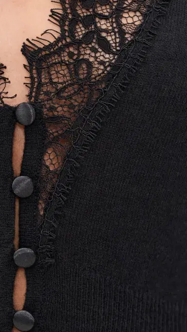 L'Agence Eluna Lace Detail Cardigan Black M | Thumbnail 6 L'Agence Eluna Lace Detail Cardigan Black M | Thumbnail 6