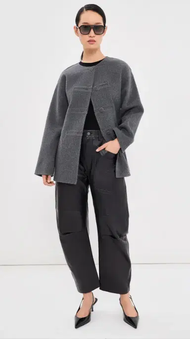 Nili Lotan Shon Leather Barrel Pants Midnight | Thumbnail 2 Nili Lotan Shon Leather Barrel Pants Midnight | Thumbnail 2