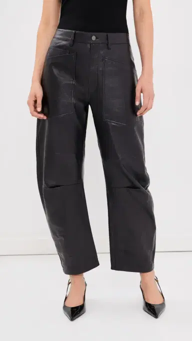 Nili Lotan Shon Leather Barrel Pants Midnight | Thumbnail 3 Nili Lotan Shon Leather Barrel Pants Midnight | Thumbnail 3