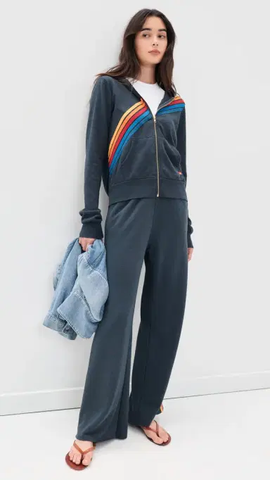 Aviator Nation 5 tripe Wide Leg weatpants Charcoal | Thumbnail 5 Aviator Nation 5 tripe Wide Leg weatpants Charcoal | Thumbnail 5