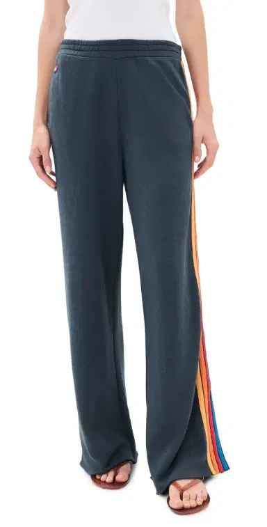 Aviator Nation 5 tripe Wide Leg weatpants Charcoal | Thumbnail 1 Aviator Nation 5 tripe Wide Leg weatpants Charcoal | Thumbnail 1
