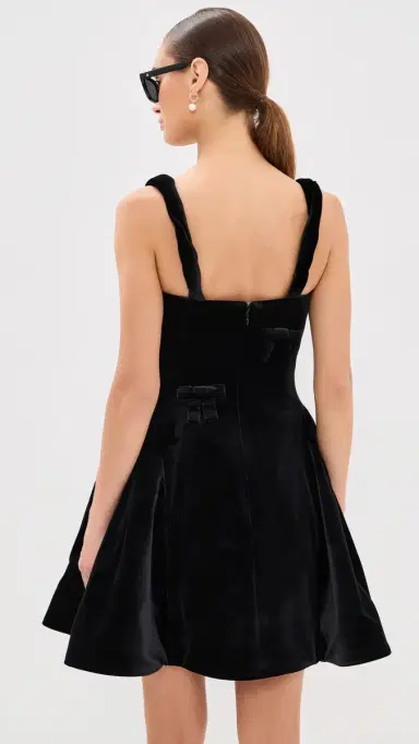 LEO LIN Ariel Velvet Bow Mini Dress Ebony 6 | Thumbnail 3 LEO LIN Ariel Velvet Bow Mini Dress Ebony 6 | Thumbnail 3
