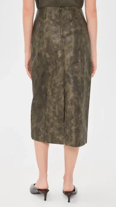 En Saison Faux Leather Margot Midi Skirt Olive | Thumbnail 3 En Saison Faux Leather Margot Midi Skirt Olive | Thumbnail 3