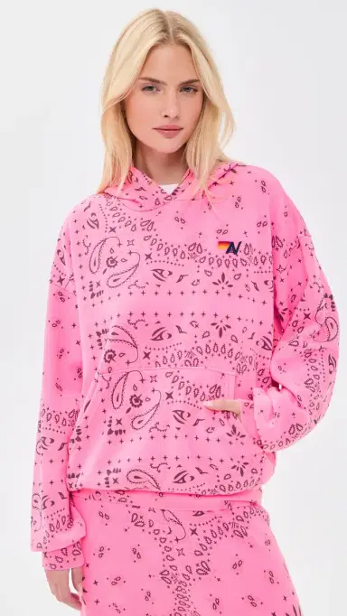 Aviator Nation Relaxed Bandana Pullover Hoodie Neon Pink | Thumbnail 2 Aviator Nation Relaxed Bandana Pullover Hoodie Neon Pink | Thumbnail 2