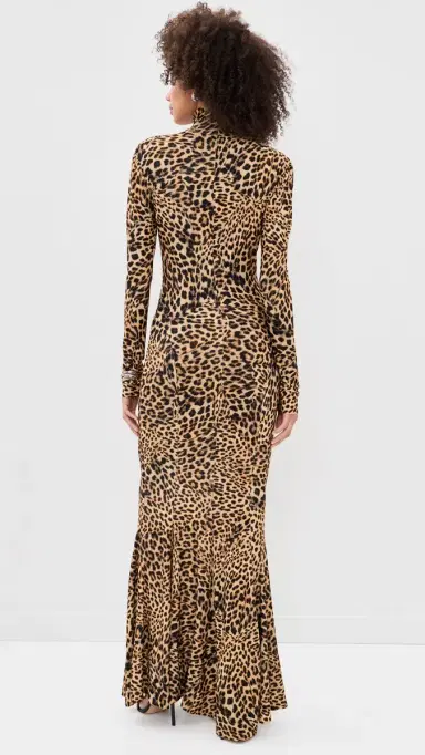 Norma Kamali Long Sleeve Turtle Fishtail Gown Cheetah Patch | Thumbnail 4 Norma Kamali Long Sleeve Turtle Fishtail Gown Cheetah Patch | Thumbnail 4
