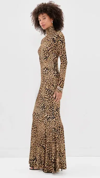 Norma Kamali Long Sleeve Turtle Fishtail Gown Cheetah Patch | Thumbnail 5 Norma Kamali Long Sleeve Turtle Fishtail Gown Cheetah Patch | Thumbnail 5