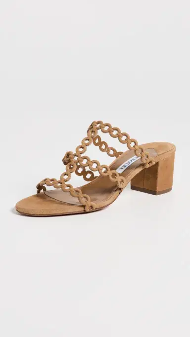 Aquazzura Infinity Chain Suede Mules 50mm Camel | Thumbnail 2 Aquazzura Infinity Chain Suede Mules 50mm Camel | Thumbnail 2
