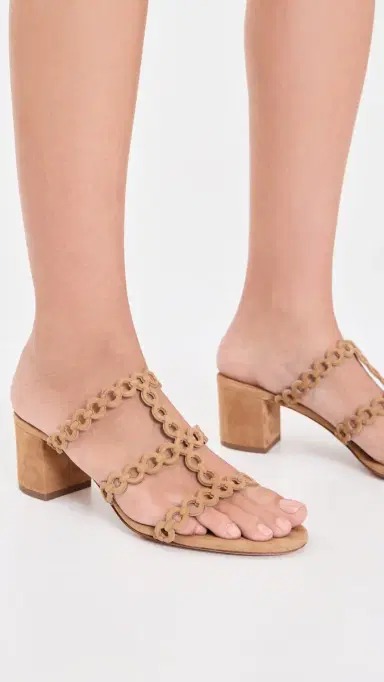 Aquazzura Infinity Chain Suede Mules 50mm Camel | Thumbnail 3 Aquazzura Infinity Chain Suede Mules 50mm Camel | Thumbnail 3