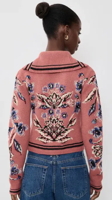 FARM Rio Floral Beauty Tapestry Knit Cardigan Floral Tapestry Blush Pink | Thumbnail 3 FARM Rio Floral Beauty Tapestry Knit Cardigan Floral Tapestry Blush Pink | Thumbnail 3