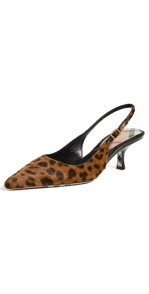 Fur Dame Slingback Kitten Heels 55 Leopard/Black Fur Dame Slingback Kitten Heels 55 Leopard/Black