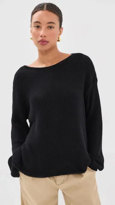 Another Tomorrow Draped Knit Sweater Black | Thumbnail 2 Another Tomorrow Draped Knit Sweater Black | Thumbnail 2