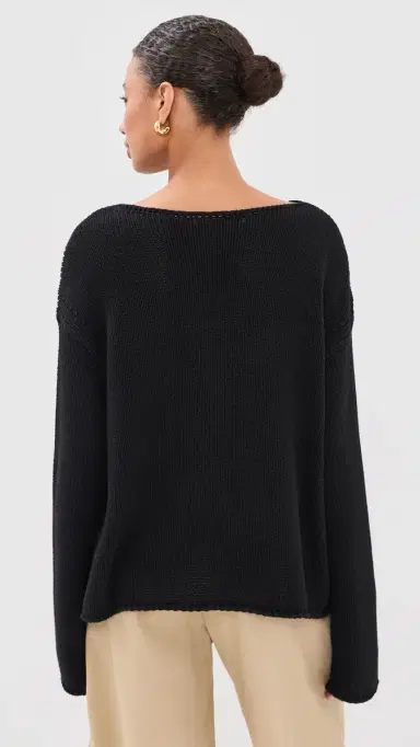Another Tomorrow Draped Knit Sweater Black | Thumbnail 3 Another Tomorrow Draped Knit Sweater Black | Thumbnail 3