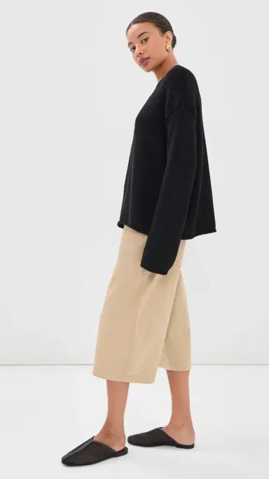 Another Tomorrow Draped Knit Sweater Black | Thumbnail 4 Another Tomorrow Draped Knit Sweater Black | Thumbnail 4