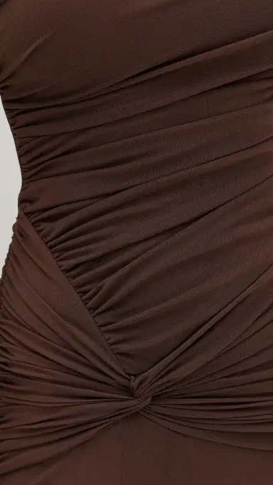 Wayf Selene Ruched Long Sleeve Dress Chocolate | Thumbnail 6 Wayf Selene Ruched Long Sleeve Dress Chocolate | Thumbnail 6