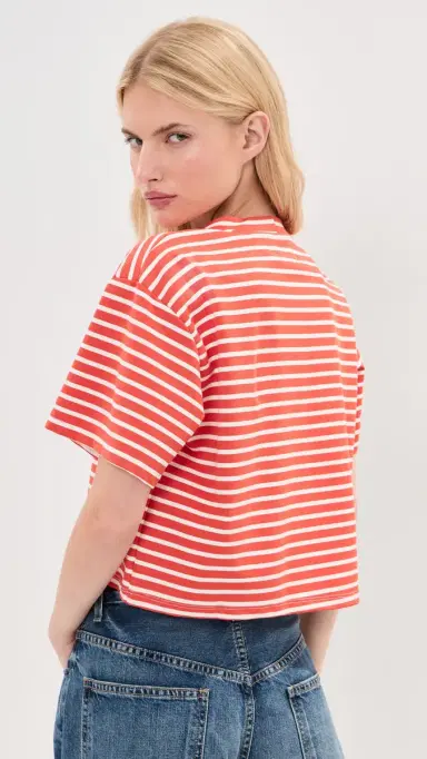LE BOP Hazel Cropped Tee Poppy/White | Thumbnail 4 LE BOP Hazel Cropped Tee Poppy/White | Thumbnail 4