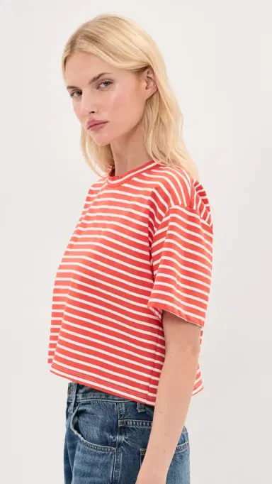 LE BOP Hazel Cropped Tee Poppy/White | Thumbnail 5 LE BOP Hazel Cropped Tee Poppy/White | Thumbnail 5