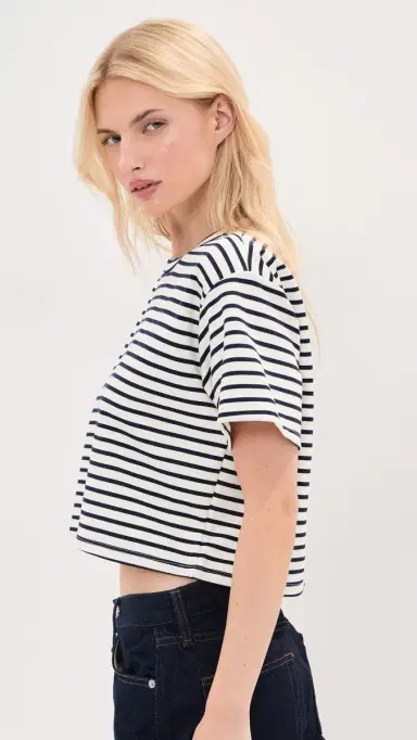 LE BOP Hazel Cropped Tee Navy/White | Thumbnail 4 LE BOP Hazel Cropped Tee Navy/White | Thumbnail 4