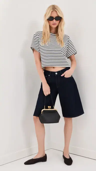 LE BOP Hazel Cropped Tee Navy/White | Thumbnail 5 LE BOP Hazel Cropped Tee Navy/White | Thumbnail 5