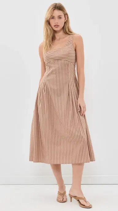 Solid & Striped The Josie Dress Walnut Wood/Camel tripe | Thumbnail 2 Solid & Striped The Josie Dress Walnut Wood/Camel tripe | Thumbnail 2