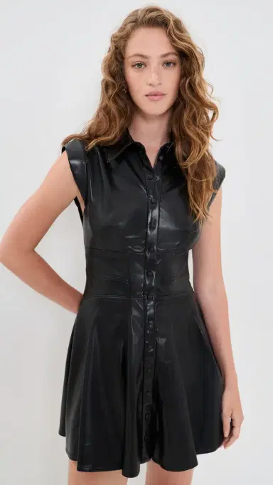 Alice + Olivia Kim Vegan Leather Corset Mini Dress Black | Thumbnail 2 Alice + Olivia Kim Vegan Leather Corset Mini Dress Black | Thumbnail 2