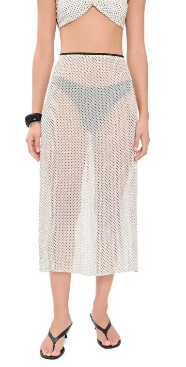 Hunza G heer Polka-Dot Skirt Vanilla Polka Dot Crepe | Thumbnail 1 Hunza G heer Polka-Dot Skirt Vanilla Polka Dot Crepe | Thumbnail 1
