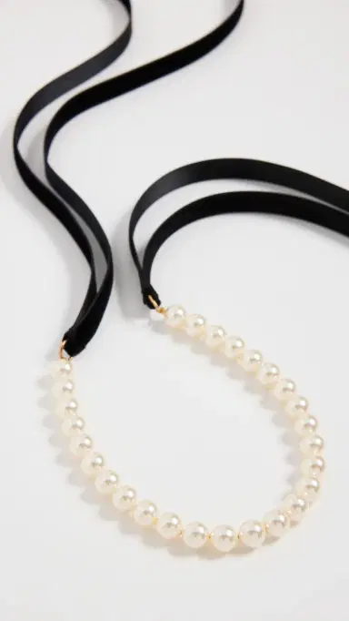 Jennifer Behr Pearl Ribbon Necklace Pearl One Size | Thumbnail 4 Jennifer Behr Pearl Ribbon Necklace Pearl One Size | Thumbnail 4