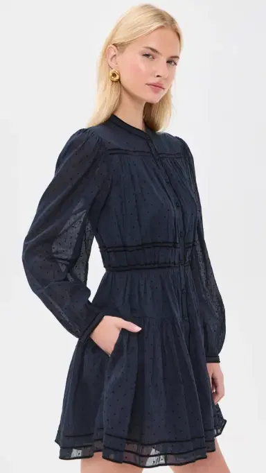 Ulla Johnson Lumi Long Sleeve Cotton Mini Dress Nightfall | Thumbnail 4 Ulla Johnson Lumi Long Sleeve Cotton Mini Dress Nightfall | Thumbnail 4