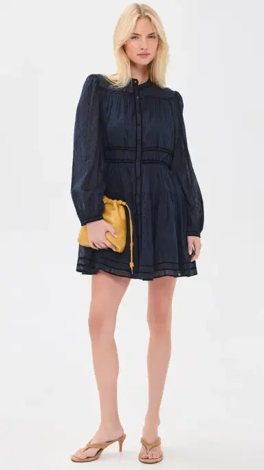 Ulla Johnson Lumi Long Sleeve Cotton Mini Dress Nightfall | Thumbnail 5 Ulla Johnson Lumi Long Sleeve Cotton Mini Dress Nightfall | Thumbnail 5
