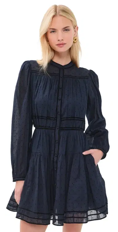 Ulla Johnson Lumi Long Sleeve Cotton Mini Dress Nightfall | Thumbnail 1 Ulla Johnson Lumi Long Sleeve Cotton Mini Dress Nightfall | Thumbnail 1
