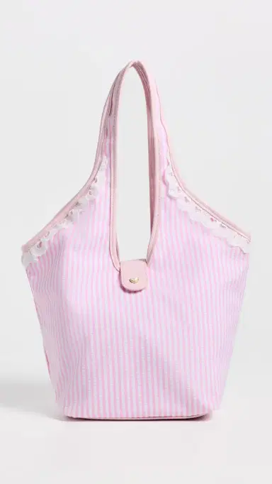 Stoney Clover Lane Pinched Tote Pink Seersucker One Size | Thumbnail 2 Stoney Clover Lane Pinched Tote Pink Seersucker One Size | Thumbnail 2