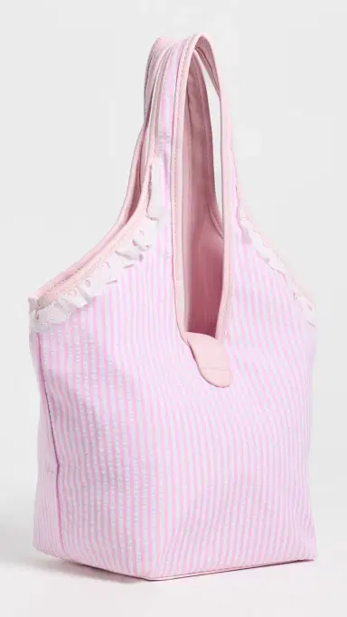 Stoney Clover Lane Pinched Tote Pink Seersucker One Size | Thumbnail 4 Stoney Clover Lane Pinched Tote Pink Seersucker One Size | Thumbnail 4