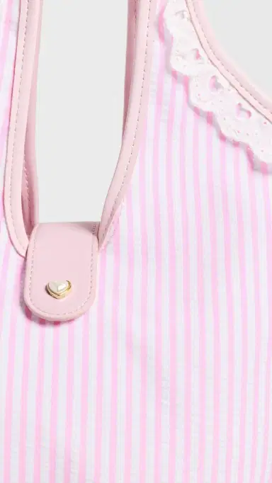Stoney Clover Lane Pinched Tote Pink Seersucker One Size | Thumbnail 5 Stoney Clover Lane Pinched Tote Pink Seersucker One Size | Thumbnail 5