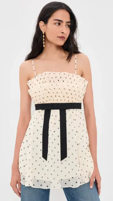 Zimmermann Pleated Frill Camisole Cream Dot | Thumbnail 2 Zimmermann Pleated Frill Camisole Cream Dot | Thumbnail 2