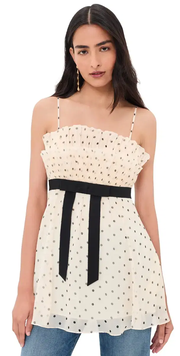 Pleated Frill Camisole Cream Dot Pleated Frill Camisole Cream Dot
