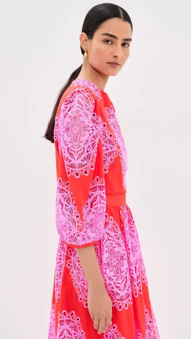 Borgo de Nor Rhea Lace Top Red/Pink | Thumbnail 4 Borgo de Nor Rhea Lace Top Red/Pink | Thumbnail 4