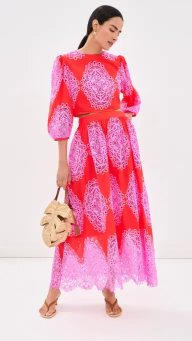Borgo de Nor Rhea Lace Top Red/Pink | Thumbnail 5 Borgo de Nor Rhea Lace Top Red/Pink | Thumbnail 5