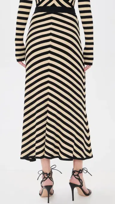 Zimmermann Valiant Deco Stripe Midi Skirt Black/Cream | Thumbnail 3 Zimmermann Valiant Deco Stripe Midi Skirt Black/Cream | Thumbnail 3