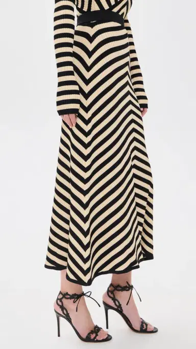Zimmermann Valiant Deco Stripe Midi Skirt Black/Cream | Thumbnail 4 Zimmermann Valiant Deco Stripe Midi Skirt Black/Cream | Thumbnail 4