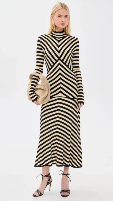 Zimmermann Valiant Deco Stripe Midi Skirt Black/Cream | Thumbnail 5 Zimmermann Valiant Deco Stripe Midi Skirt Black/Cream | Thumbnail 5