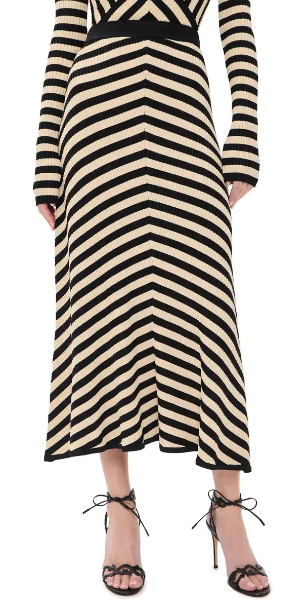 Valiant Deco Stripe Midi Skirt Black/Cream Valiant Deco Stripe Midi Skirt Black/Cream
