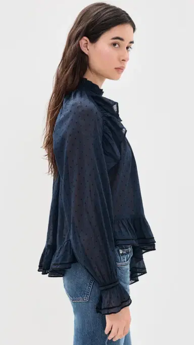 Ulla Johnson Marcella Long Sleeve Cotton Blouse Nightfall | Thumbnail 4 Ulla Johnson Marcella Long Sleeve Cotton Blouse Nightfall | Thumbnail 4
