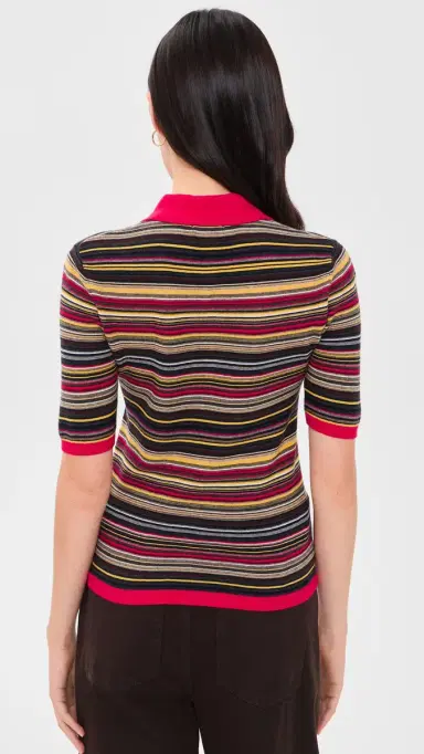 Pistola Ashlee Short Sleeve Polo Sweater Negroni tripe | Thumbnail 3 Pistola Ashlee Short Sleeve Polo Sweater Negroni tripe | Thumbnail 3