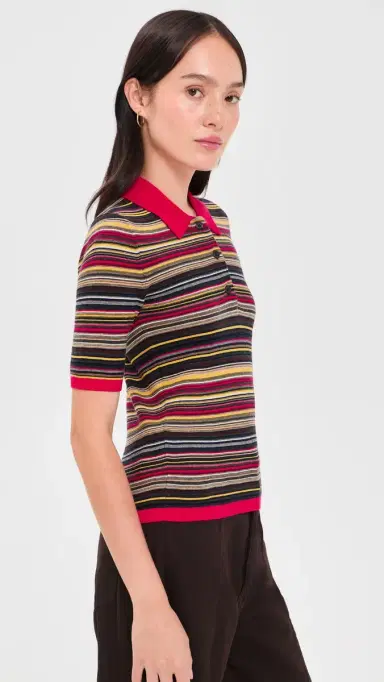Pistola Ashlee Short Sleeve Polo Sweater Negroni tripe | Thumbnail 4 Pistola Ashlee Short Sleeve Polo Sweater Negroni tripe | Thumbnail 4