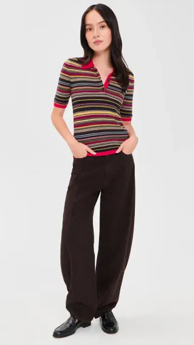 Pistola Ashlee Short Sleeve Polo Sweater Negroni tripe | Thumbnail 5 Pistola Ashlee Short Sleeve Polo Sweater Negroni tripe | Thumbnail 5