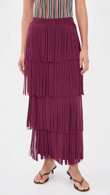 SIMONMILLER Za Za Knit Fringe Skirt Pomegranate | Thumbnail 2 SIMONMILLER Za Za Knit Fringe Skirt Pomegranate | Thumbnail 2