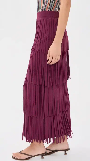 SIMONMILLER Za Za Knit Fringe Skirt Pomegranate | Thumbnail 4 SIMONMILLER Za Za Knit Fringe Skirt Pomegranate | Thumbnail 4